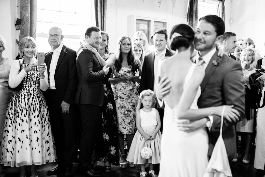 Wedding Photographer Ottawa Documentary Black and White Photo of Guests Dancing