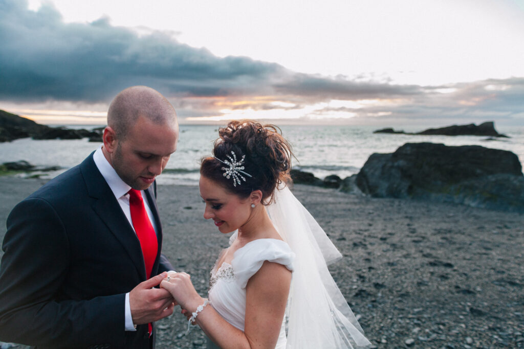 Couple Portrait on beach with ocean in background Wedding Photographer Ottawa