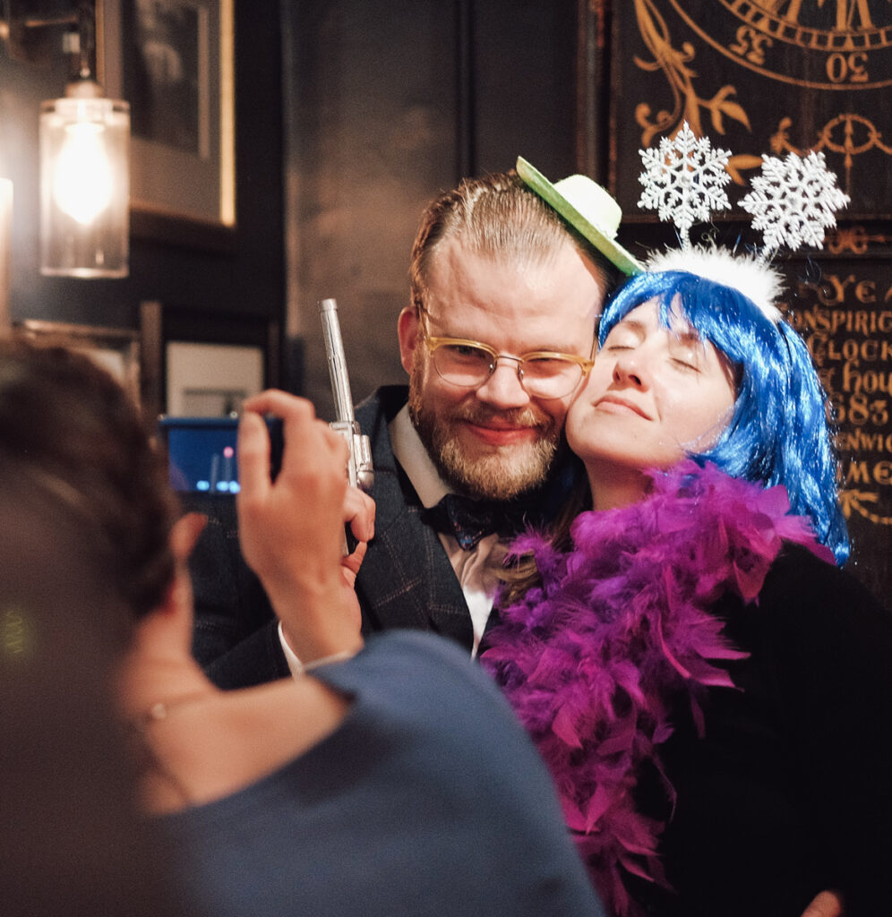 Guests posing at the reception by Ottawa Wedding Photographer Sara