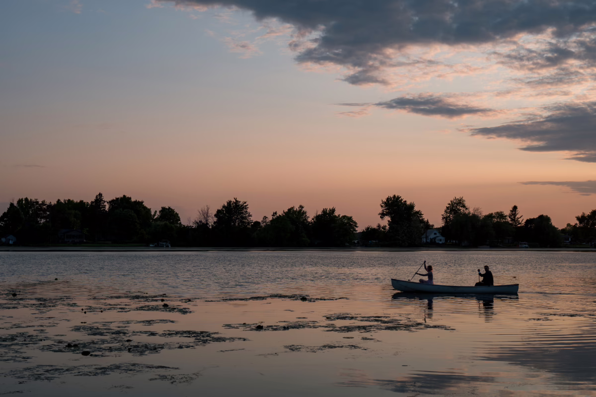 Ottawa Wedding Photographer Sara-1068404 ❥ Ottawa Wedding Photographer sunset candid documentary photo of bride and groom on a canoe ride