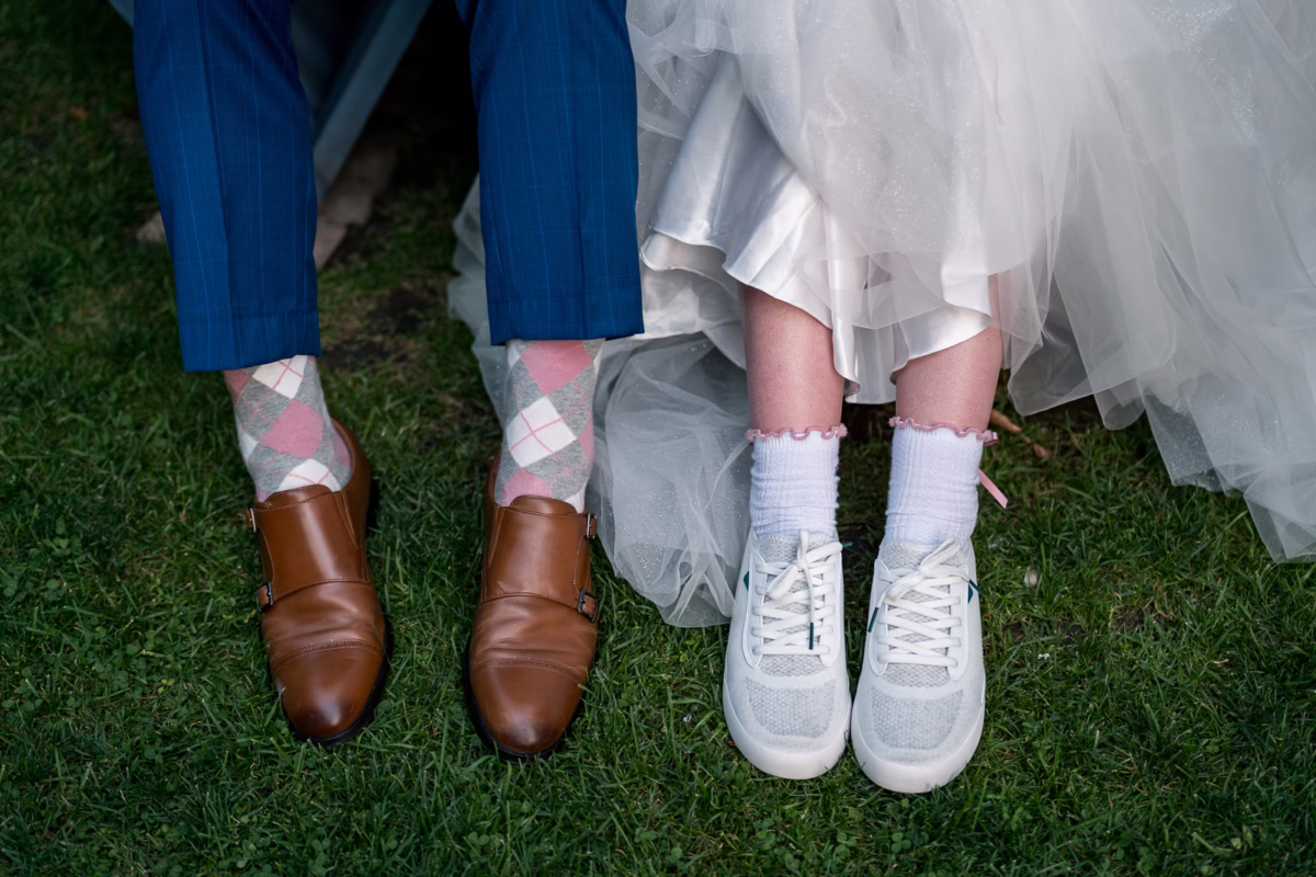 Ottawa Wedding Photographer Sara-1143298 ❥ Ottawa Wedding Photographer Bride and groom's shoes and matching socks by Ottawa Wedding Photographer Sara