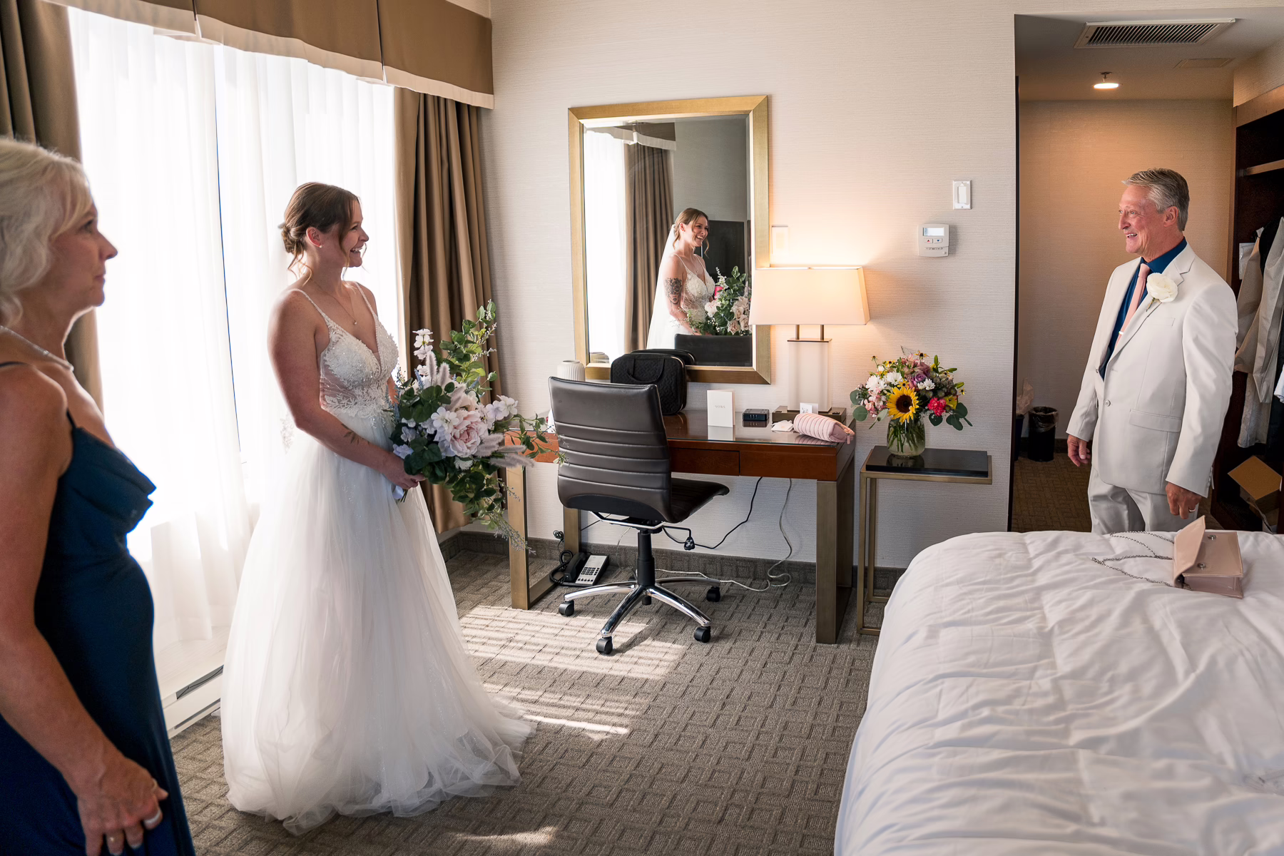 Ottawa Wedding Photographer Sara VD-4282 ❥ Ottawa Wedding Photographer Father sees bride in her dress for the first time by Ottawa Wedding Photographer Sara