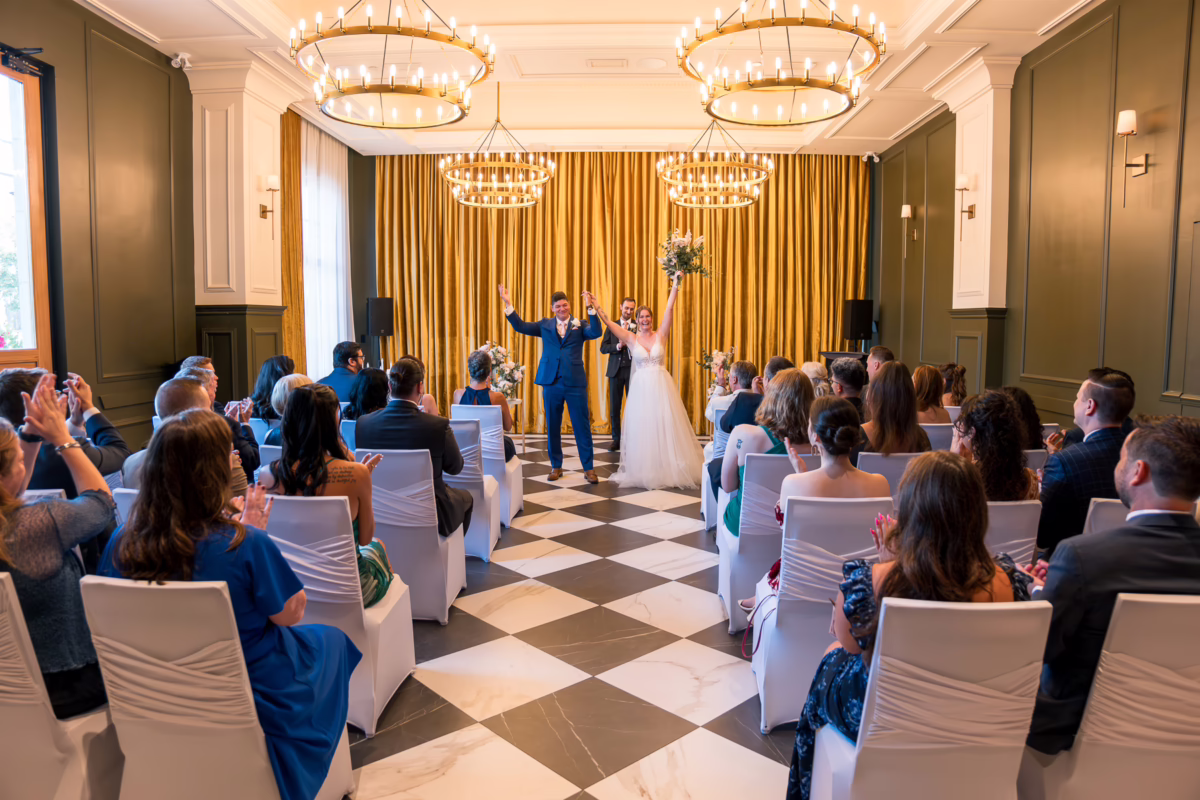 Ottawa Wedding Photographer Sara VD-4755 ❥ Ottawa Wedding Photographer Bride and groom celebrate after getting married by Ottawa Wedding Photographer Sara