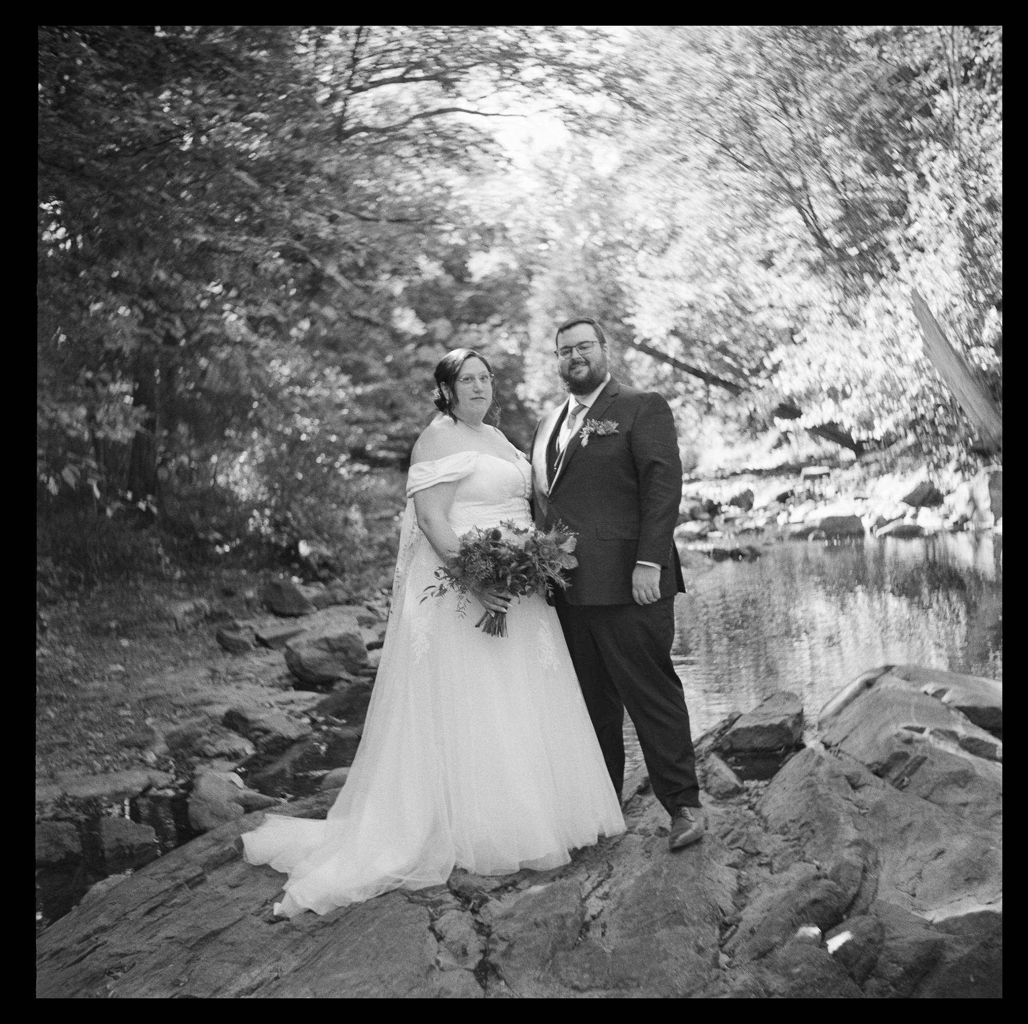 Bride and groom portrait on medium format analogue film by ottawa wedding photographer sara