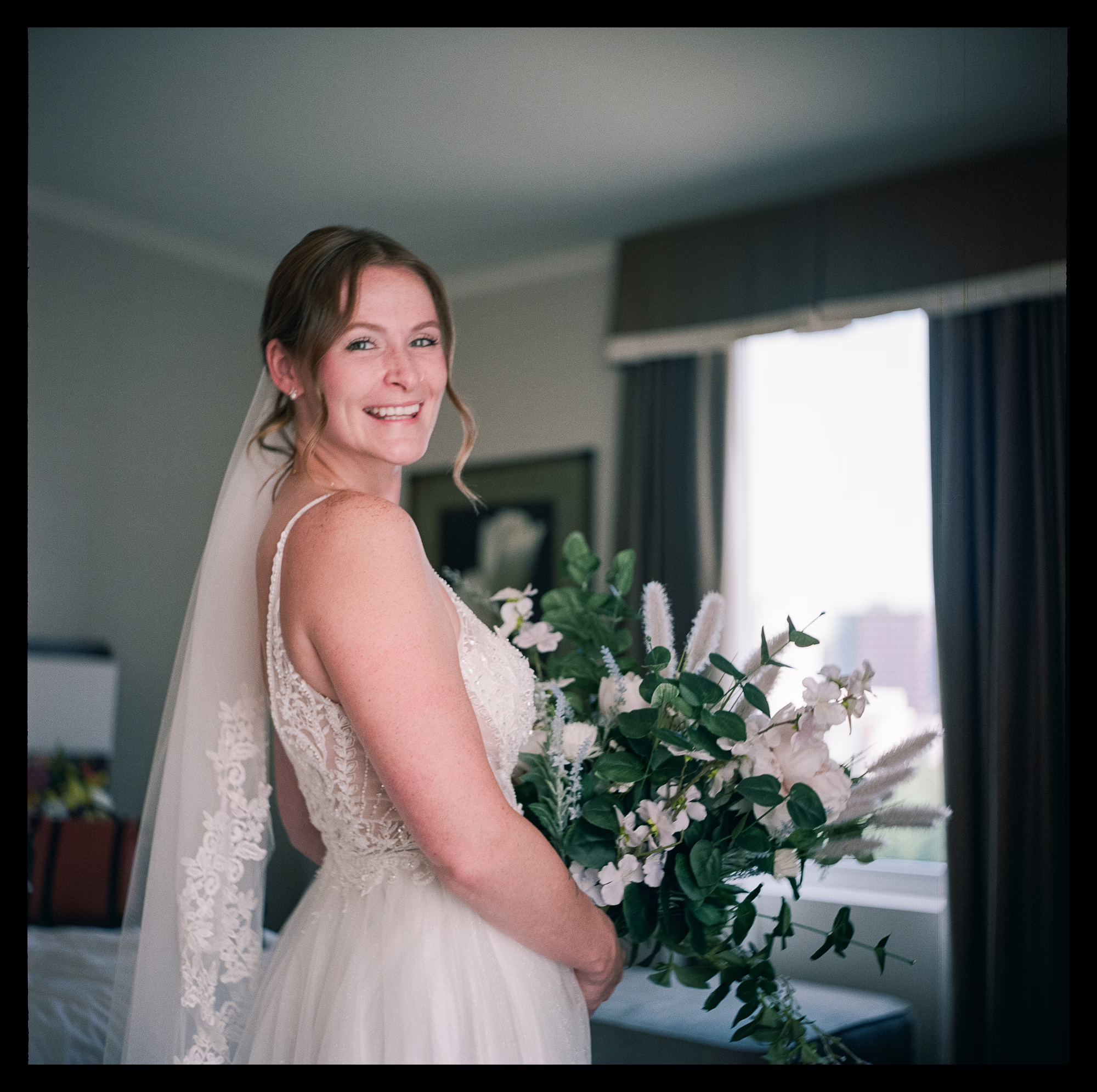 Bridal portrait on medium format analogue film by ottawa wedding photographer sara